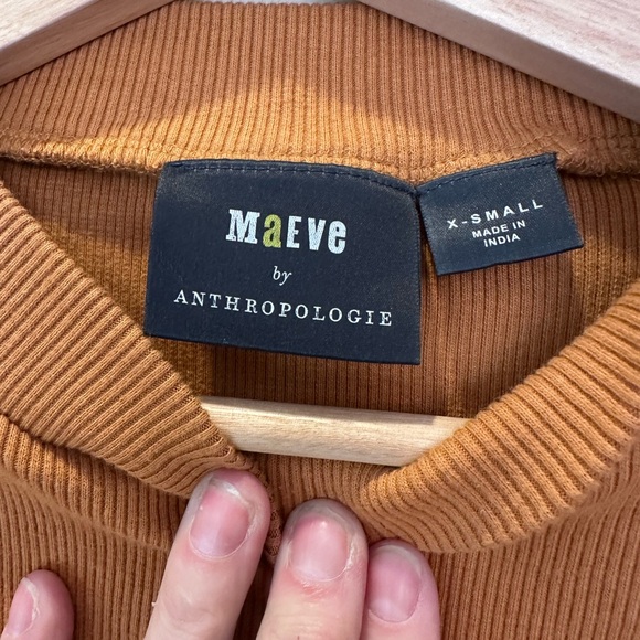 Anthropologie Maeve Rust Ribbed Top - Picture 2 of 4